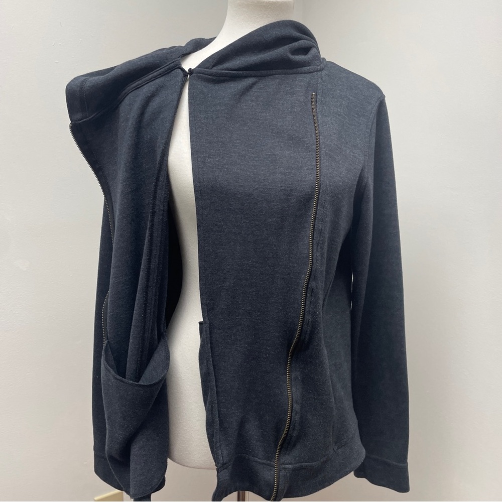 Women's Asymmetrical Zip Gray Jacket - Picture 15 of 16